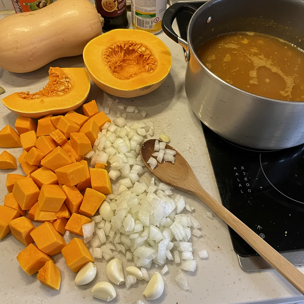 Schritt-für-Schritt-Anleitung fur Kürbissuppe Butternut