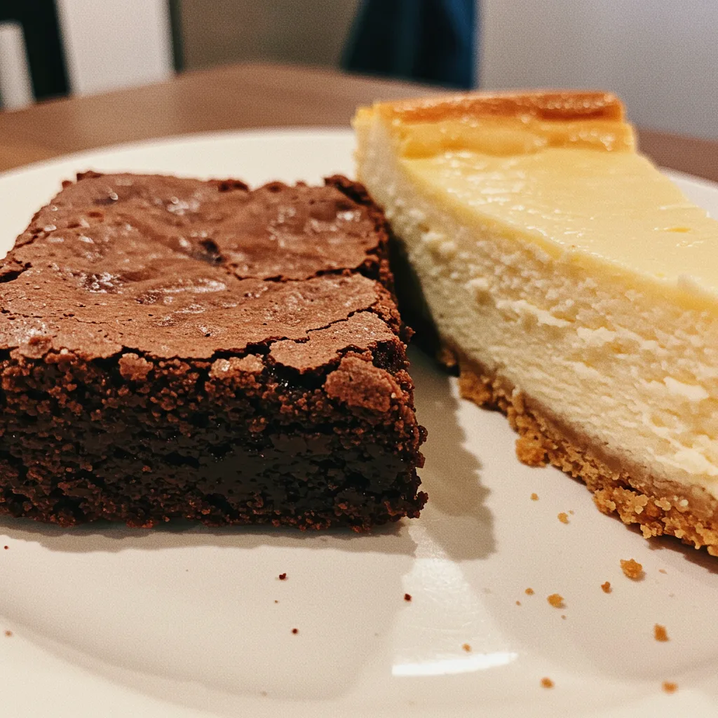 brownie and cheesecake