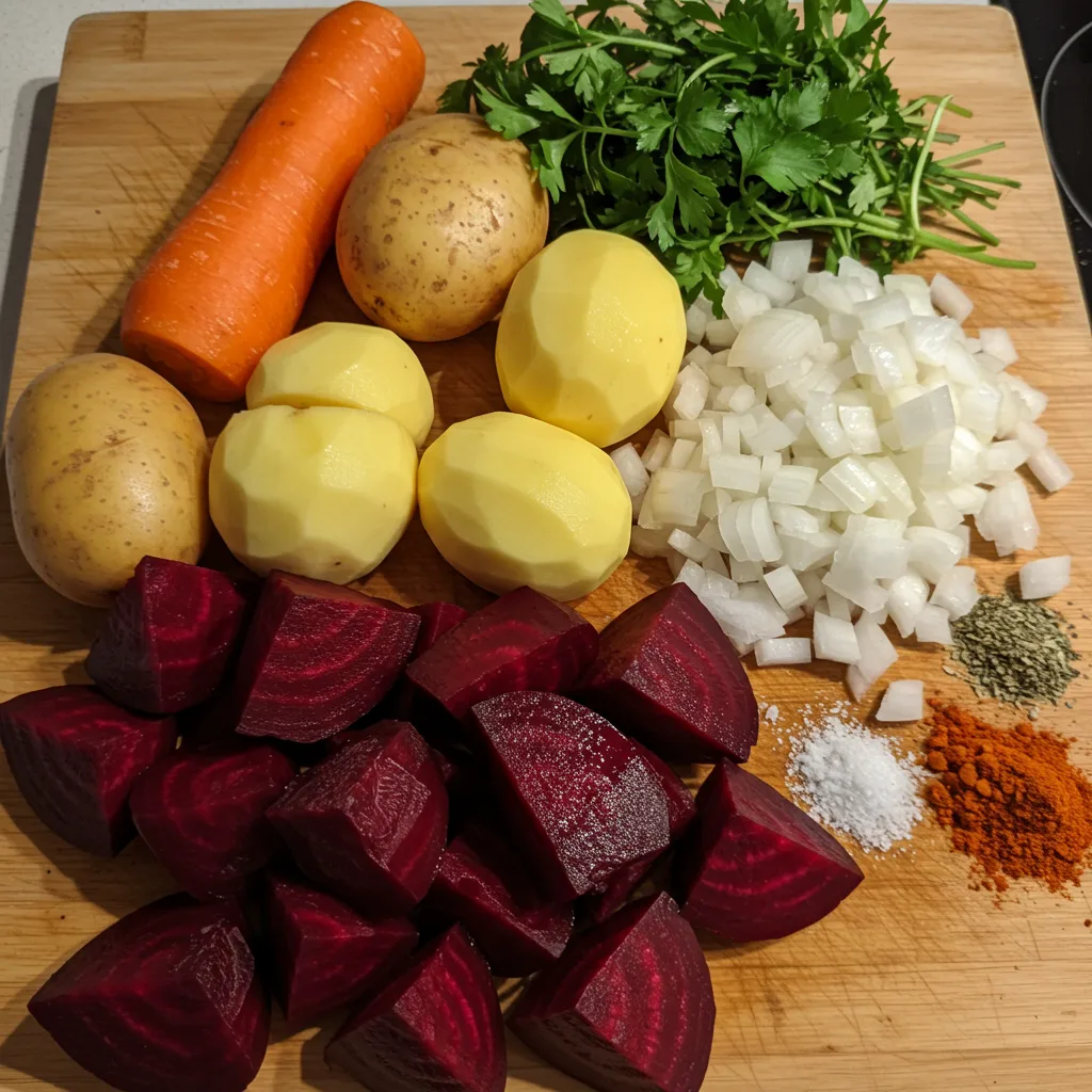 Die Zutaten für deine Rote Bete Kartoffel Suppe