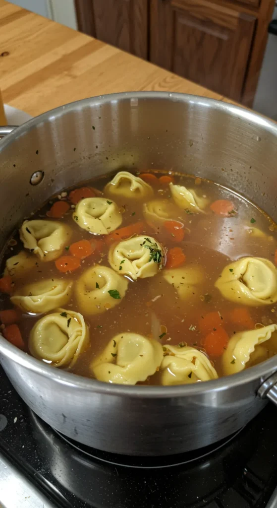 Schritt-für-Schritt-Anleitung – Cremige Tortellini Suppe in 20 Minuten
