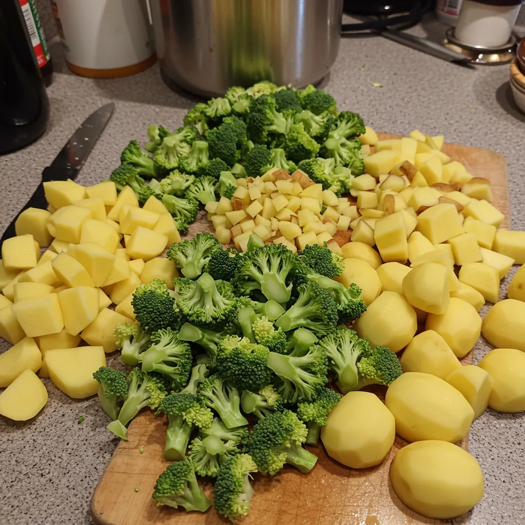 zutaten fur Brokkolisuppe mit Kartoffeln