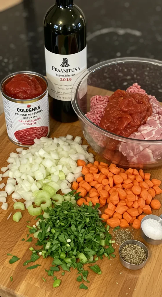 Zutaten für das originale Bolognese-Rezept