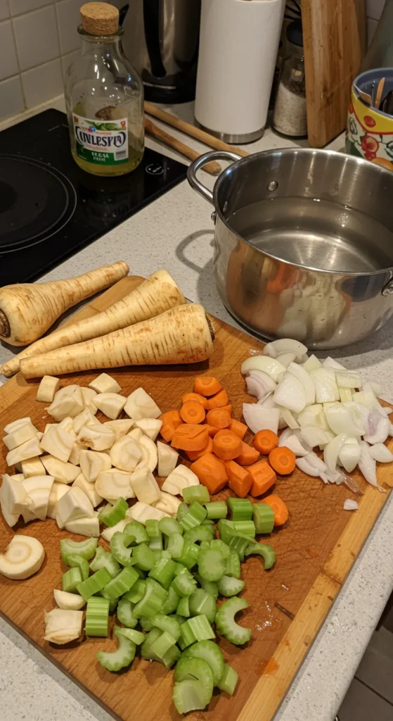 Schritt-für-Schritt-Anleitung – Pastinakensuppe in 20 Minuten