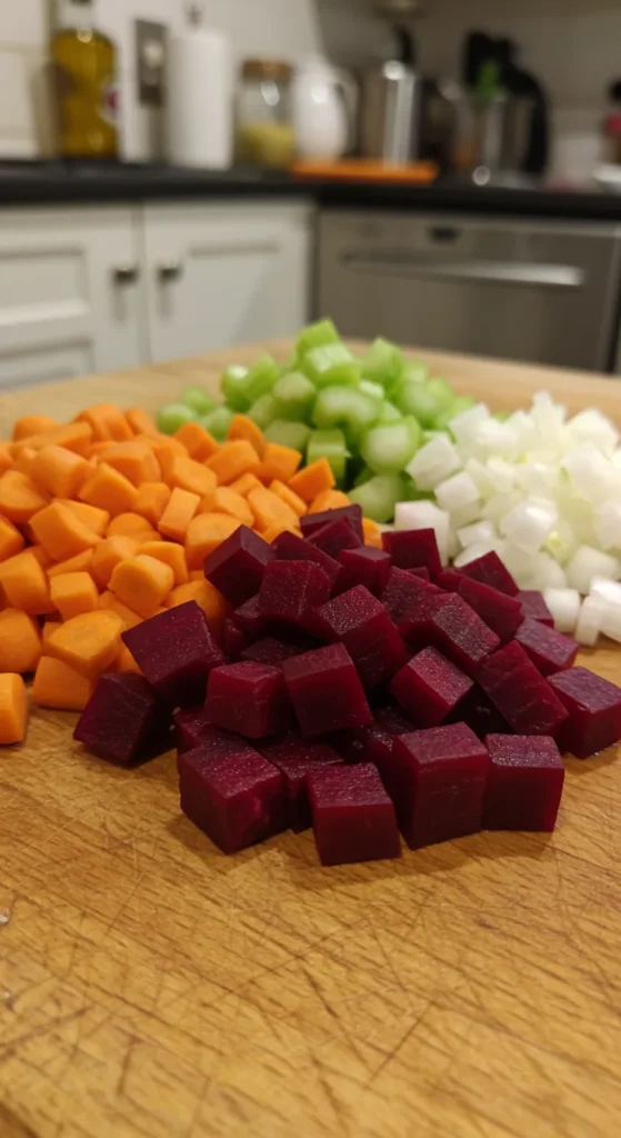 Zutaten für die perfekte Rote Bete Suppe (4 Portionen)